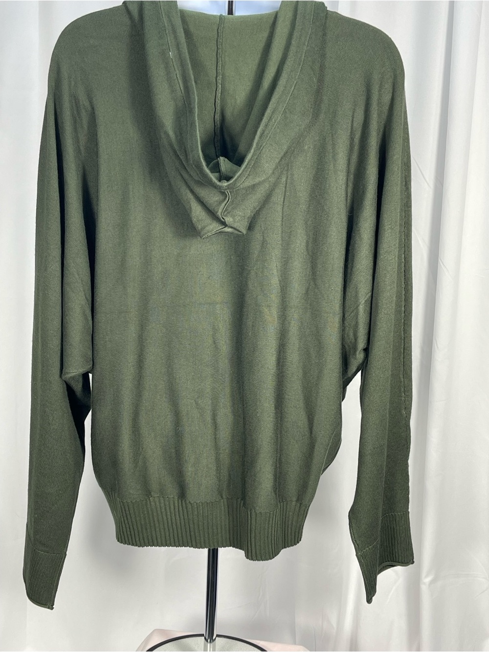 Cyrus Olive Green Crewneck Hooded Sweater w/batwing arms. Trendy versatile cute - Picture 5 of 10